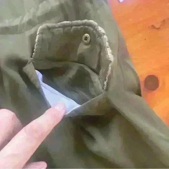 Anthropologie Unpublished Castellated Lace Detailed Cargo Jacket.Medium Olive - Picture 9 of 11